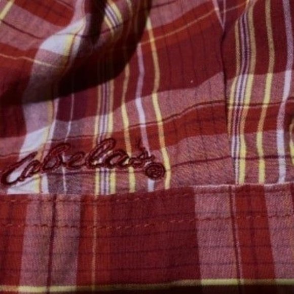 Women Plaid Shirt Cabelas Button Down Red Long Sleeves Pockets Size Small Petite - Picture 7 of 9
